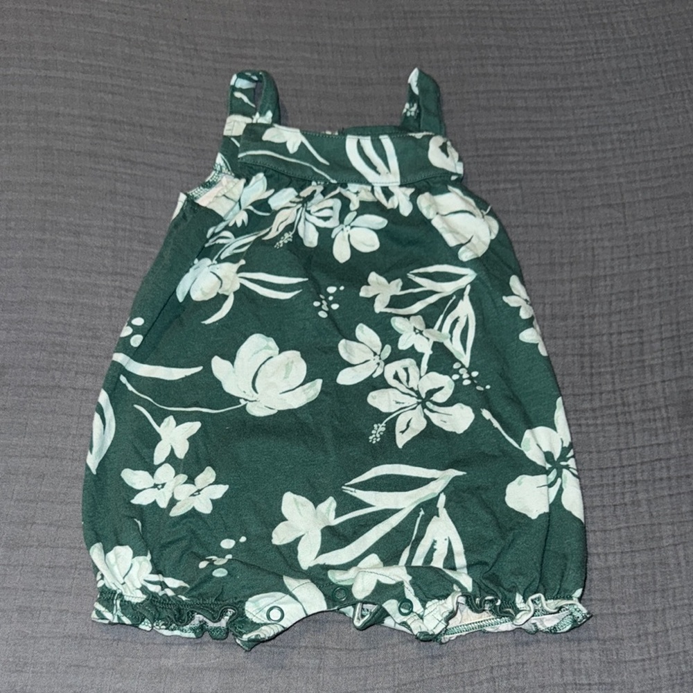 Floral Green Baby Romper
